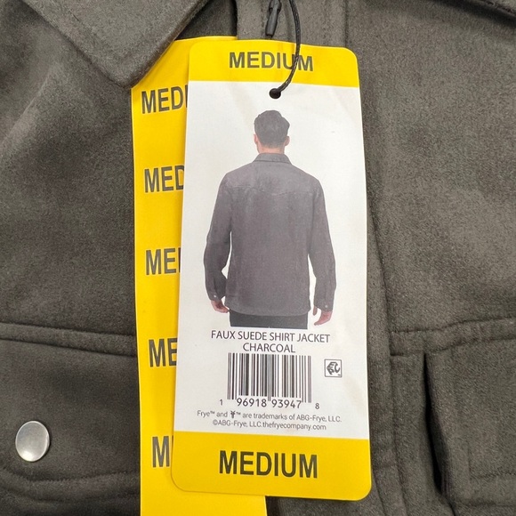 Frye Men's Faux Suede Shirt Jacket Charcoal Grey Color - Picture 6 of 7